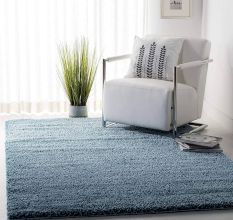 Blue Modern Shaggy Hall Mat